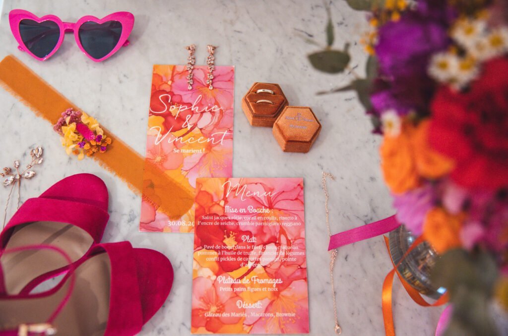 accessoire de la mariée coloré au miroir des lys à Noé