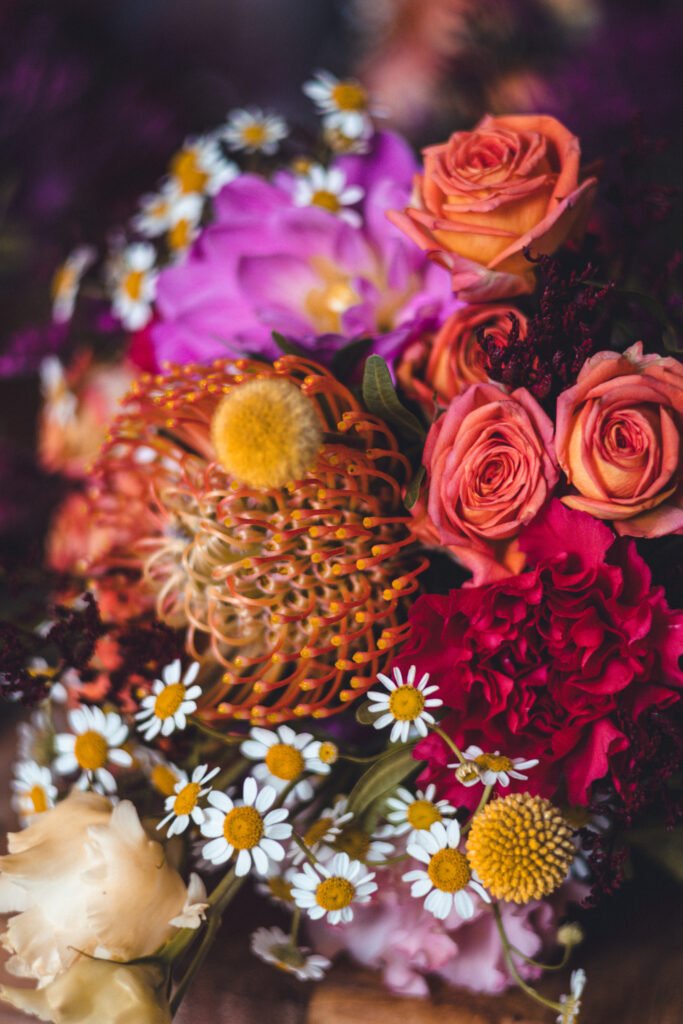 des fleurs colorés, mariage